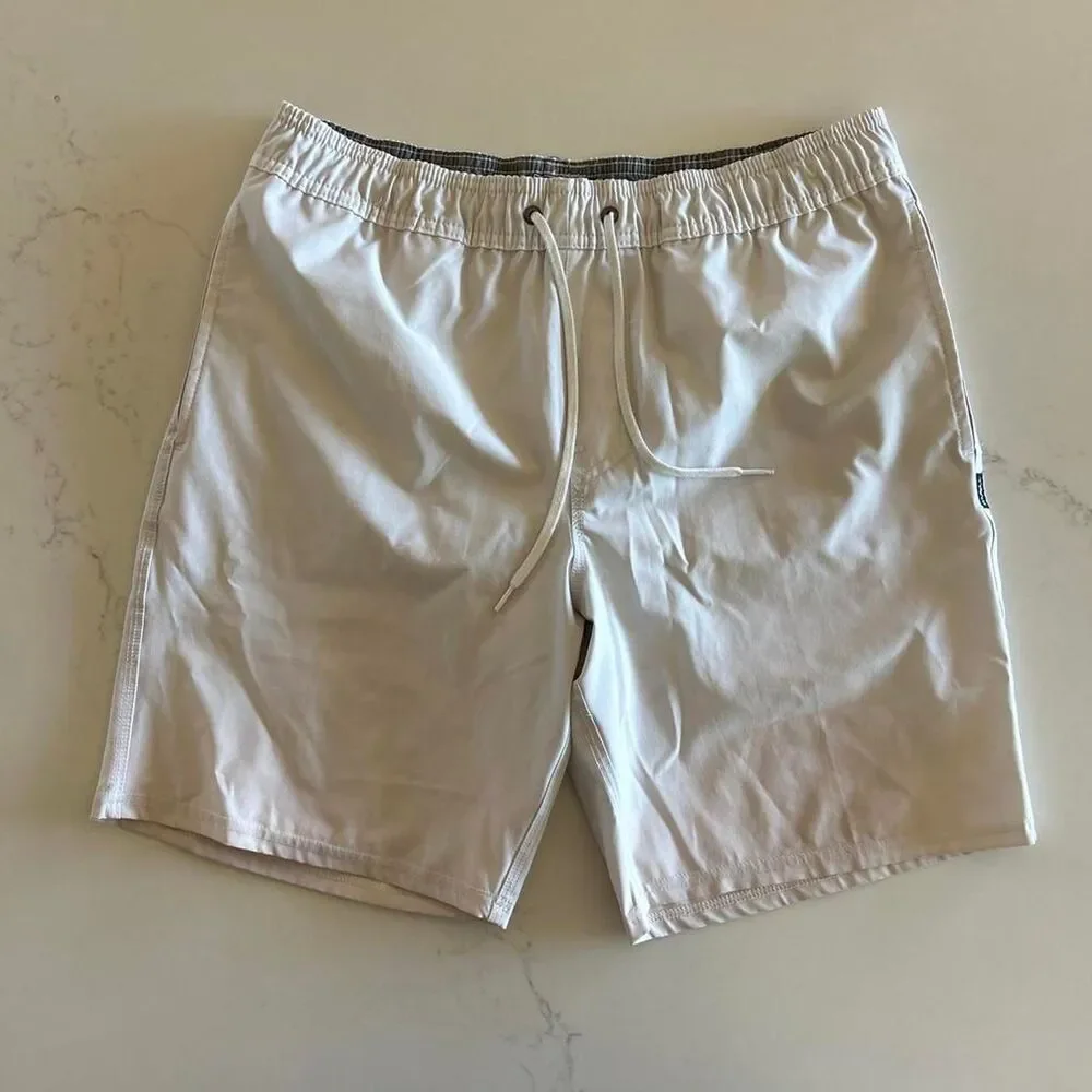 O'Neill Men's white cream board shorts with drawstring waist